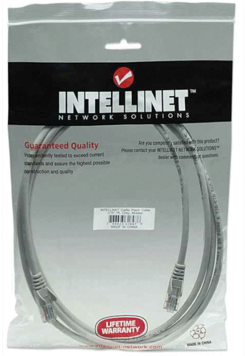 Intellinet Cat5e, CCA, U/UTP, PVC, RJ45, 2m, sivi